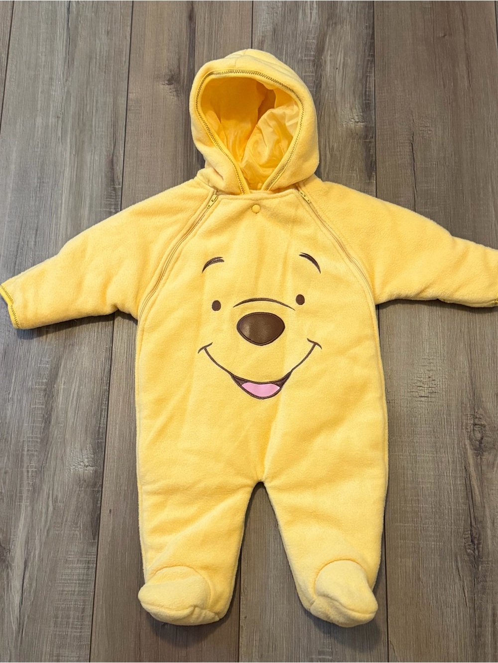Disney winnie the pooh vintage y2k fleece one piece jumpsuit with hood